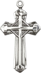[6012SSY] Sterling Silver Cross Medal - With Box