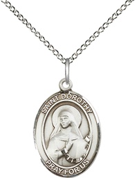 [8023SS/18SS] Sterling Silver Saint Dorothy Pendant on a 18 inch Sterling Silver Light Curb chain