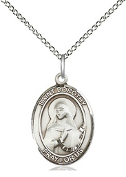 [8023SS/18SS] Sterling Silver Saint Dorothy Pendant on a 18 inch Sterling Silver Light Curb chain