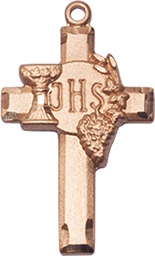 [6021GF] 14kt Gold Filled Cross w/IHS Grapes Medal