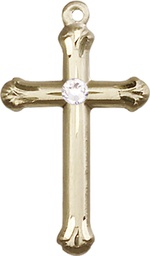 [6022GF-STN4] 14kt Gold Filled Cross Medal with a 3mm Crystal Swarovski stone