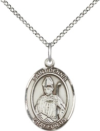 [8025SS/18SS] Sterling Silver Saint Dennis Pendant on a 18 inch Sterling Silver Light Curb chain