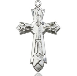 [6031SS] Sterling Silver Mosaic Cross Medal