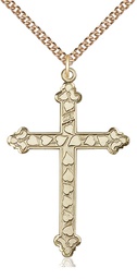[6033GF/24GF] 14kt Gold Filled Heart Cross Pendant on a 24 inch Gold Filled Heavy Curb chain