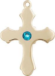 [6036GF1-STN12] 14kt Gold Filled Cross Medal with a 3mm Zircon Swarovski stone