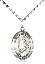 [8030SS/18SS] Sterling Silver Saint Dominic de Guzman Pendant on a 18 inch Sterling Silver Light Curb chain