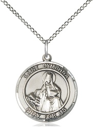 [8032RDSS/18SS] Sterling Silver Saint Dymphna Pendant on a 18 inch Sterling Silver Light Curb chain