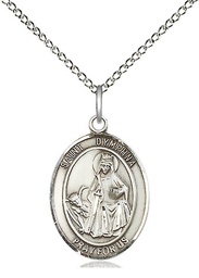 [8032SS/18SS] Sterling Silver Saint Dymphna Pendant on a 18 inch Sterling Silver Light Curb chain