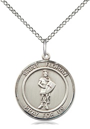 [8034RDSS/18SS] Sterling Silver Saint Florian Pendant on a 18 inch Sterling Silver Light Curb chain