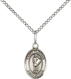 [9034SS/18SS] Sterling Silver Saint Florian Pendant on a 18 inch Sterling Silver Light Curb chain