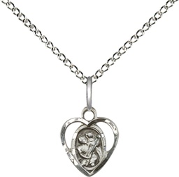 [5403SS/18SS] Sterling Silver Saint Christopher Pendant on a 18 inch Sterling Silver Light Curb chain