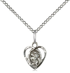 [5403SS/18SS] Sterling Silver Saint Christopher Pendant on a 18 inch Sterling Silver Light Curb chain