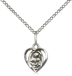 [5405SS/18SS] Sterling Silver Saint Ann Pendant on a 18 inch Sterling Silver Light Curb chain