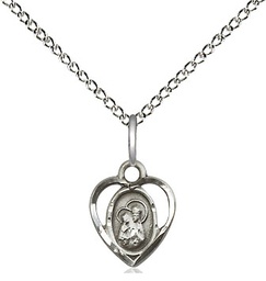 [5414SS/18SS] Sterling Silver Saint Ann Pendant on a 18 inch Sterling Silver Light Curb chain