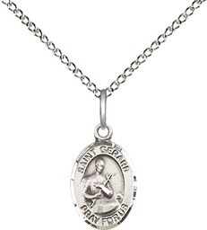 [9042SS/18SS] Sterling Silver Saint Gerard Majella Pendant on a 18 inch Sterling Silver Light Curb chain