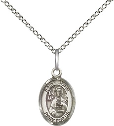 [9056SS/18SS] Sterling Silver Saint John the Apostle Pendant on a 18 inch Sterling Silver Light Curb chain