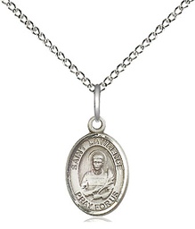 [9063SS/18SS] Sterling Silver Saint Lawrence Pendant on a 18 inch Sterling Silver Light Curb chain