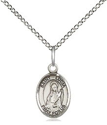 [9065SS/18SS] Sterling Silver Saint Lucia of Syracuse Pendant on a 18 inch Sterling Silver Light Curb chain