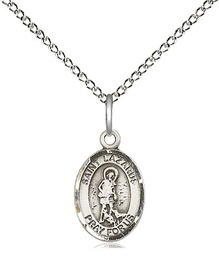 [9066SS/18SS] Sterling Silver Saint Lazarus Pendant on a 18 inch Sterling Silver Light Curb chain