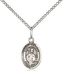 [9067SS/18SS] Sterling Silver Saint Kilian Pendant on a 18 inch Sterling Silver Light Curb chain