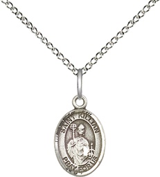 [9067SS/18SS] Sterling Silver Saint Kilian Pendant on a 18 inch Sterling Silver Light Curb chain