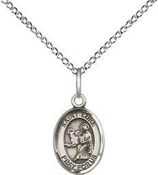 [9068SS/18SS] Sterling Silver Saint Luke the Apostle Pendant on a 18 inch Sterling Silver Light Curb chain