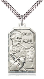 [5730SS/24S] Sterling Silver Saint Paul the Apostle Pendant on a 24 inch Light Rhodium Heavy Curb chain