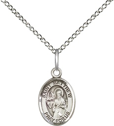 [9074SS/18SS] Sterling Silver Saint Matthew the Apostle Pendant on a 18 inch Sterling Silver Light Curb chain
