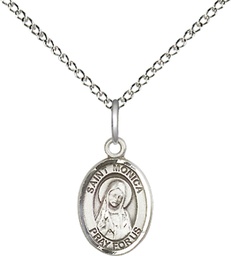 [9079SS/18SS] Sterling Silver Saint Monica Pendant on a 18 inch Sterling Silver Light Curb chain