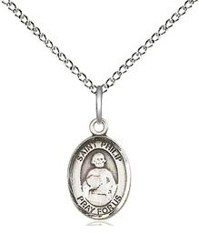 [9083SS/18SS] Sterling Silver Saint Philip the Apostle Pendant on a 18 inch Sterling Silver Light Curb chain