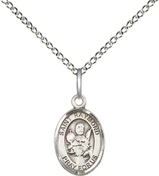 [9091SS/18SS] Sterling Silver Saint Raymond Nonnatus Pendant on a 18 inch Sterling Silver Light Curb chain