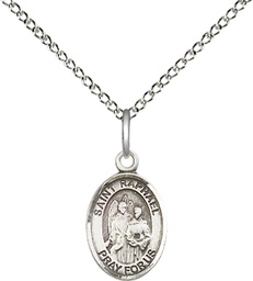 [9092SS/18SS] Sterling Silver Saint Raphael the Archangel Pendant on a 18 inch Sterling Silver Light Curb chain