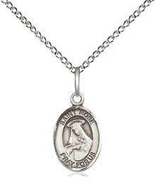 [9095SS/18SS] Sterling Silver Saint Rose of Lima Pendant on a 18 inch Sterling Silver Light Curb chain