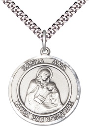 [7002RDSPSS/24S] Sterling Silver Santa Ana Pendant on a 24 inch Light Rhodium Heavy Curb chain