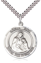 [7002RDSPSS/24S] Sterling Silver Santa Ana Pendant on a 24 inch Light Rhodium Heavy Curb chain