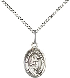 [9099SS/18SS] Sterling Silver Saint Scholastica Pendant on a 18 inch Sterling Silver Light Curb chain