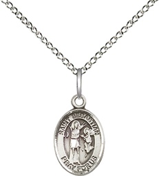 [9100SS/18SS] Sterling Silver Saint Sebastian Pendant on a 18 inch Sterling Silver Light Curb chain