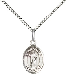 [9104SS/18SS] Sterling Silver Saint Stephen the Martyr Pendant on a 18 inch Sterling Silver Light Curb chain