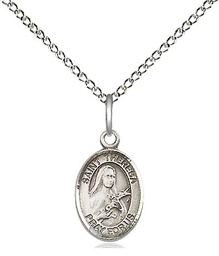 [9106SS/18SS] Sterling Silver Saint Theresa Pendant on a 18 inch Sterling Silver Light Curb chain