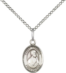 [9107SS/18SS] Sterling Silver Saint Thomas the Apostle Pendant on a 18 inch Sterling Silver Light Curb chain