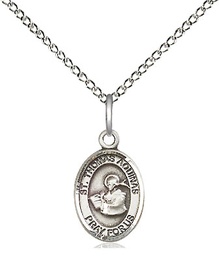 [9108SS/18SS] Sterling Silver Saint Thomas Aquinas Pendant on a 18 inch Sterling Silver Light Curb chain