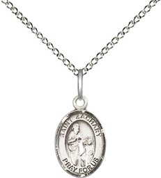 [9116SS/18SS] Sterling Silver Saint Zachary Pendant on a 18 inch Sterling Silver Light Curb chain