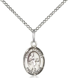 [9116SS/18SS] Sterling Silver Saint Zachary Pendant on a 18 inch Sterling Silver Light Curb chain