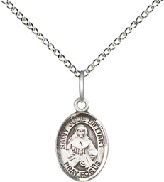 [9117SS/18SS] Sterling Silver Saint Julie Billiart Pendant on a 18 inch Sterling Silver Light Curb chain