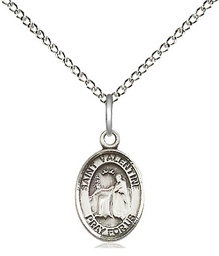 [9121SS/18SS] Sterling Silver Saint Valentine of Rome Pendant on a 18 inch Sterling Silver Light Curb chain