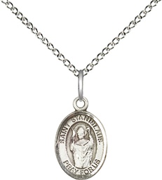 [9124SS/18SS] Sterling Silver Saint Stanislaus Pendant on a 18 inch Sterling Silver Light Curb chain