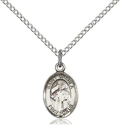 [9127SS/18SS] Sterling Silver Saint Ursula Pendant on a 18 inch Sterling Silver Light Curb chain