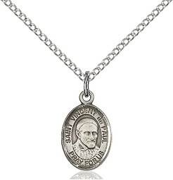 [9134SS/18SS] Sterling Silver Saint Vincent de Paul Pendant on a 18 inch Sterling Silver Light Curb chain