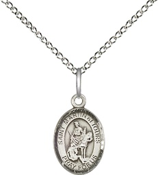 [9200SS/18SS] Sterling Silver Saint Martin of Tours Pendant on a 18 inch Sterling Silver Light Curb chain
