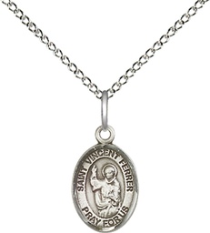 [9201SS/18SS] Sterling Silver Saint Vincent Ferrer Pendant on a 18 inch Sterling Silver Light Curb chain